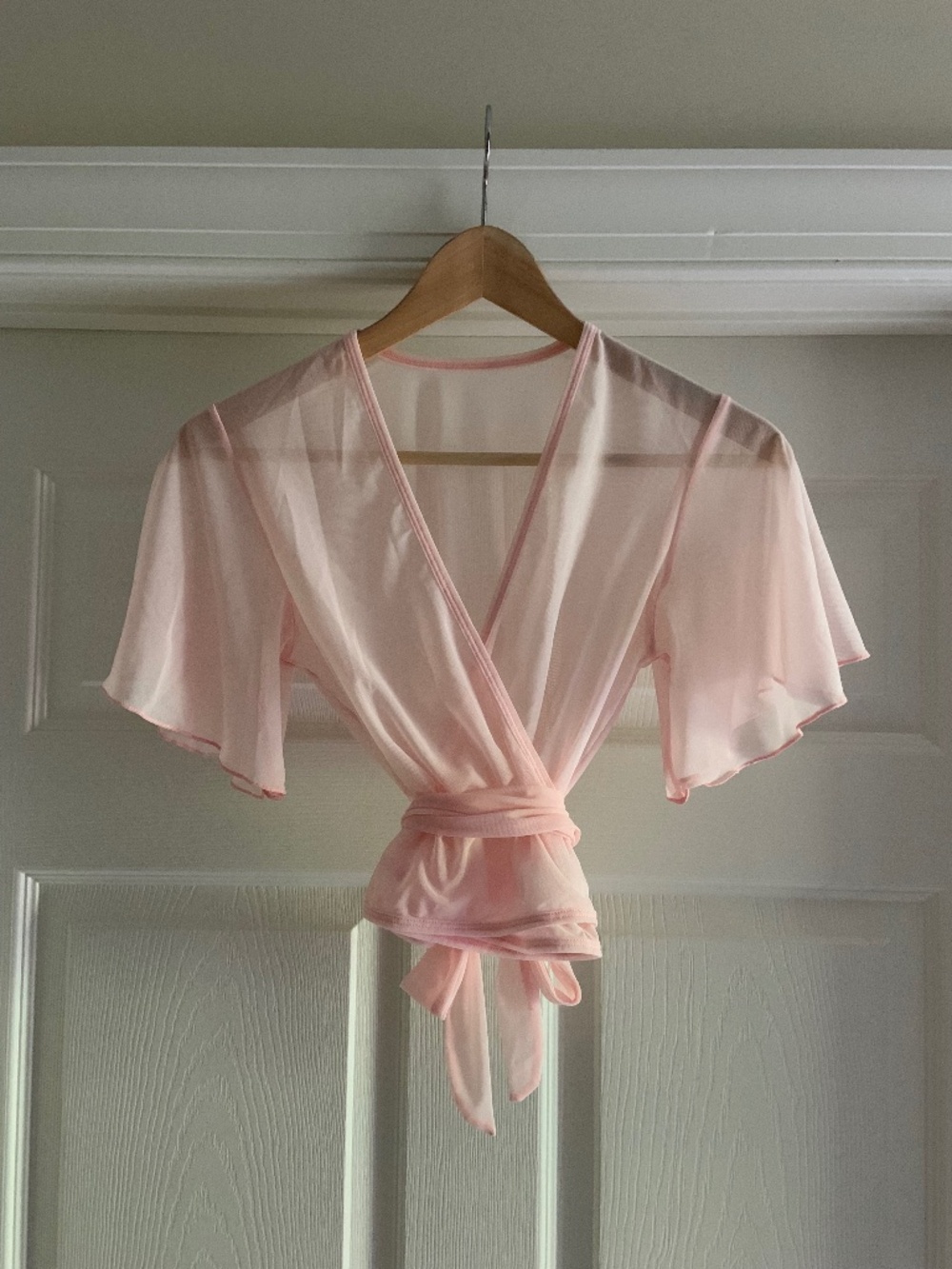 Ballet Beautiful Mesh Flutter Sleeve Wrap Top